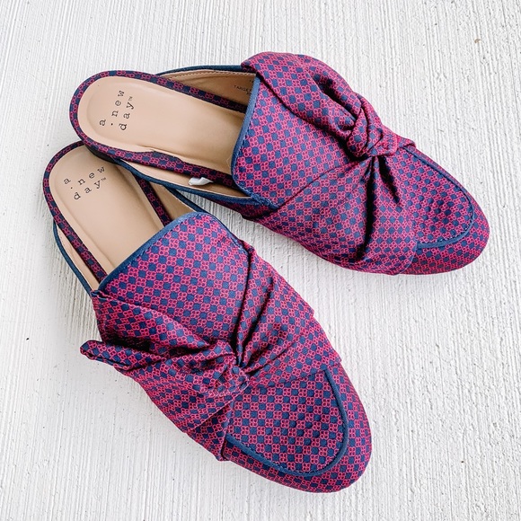 a new day Shoes - A New Day Natalee Bow Backless Mules Red/Blue